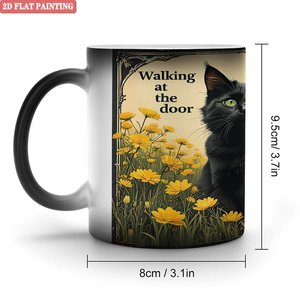 Frosted Black 11oz <b>Ceramic</b> Mug Sublimation Blank Heat Sensitive <b>Cup</b> For Custom Design Printing - Product Image 1