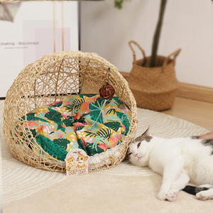Rattan Cat <b>Bed</b> Round Breathable Nest For Cat All Season Medium Size Pet <b>House</b> - Product Image 3