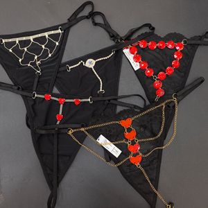 Rhinestone Letter Panty HOTWIFE Lace Thong - Red Or Black Mesh Panty With  Sparkling Rhinestone Letters (Medium, Large, X-Large) HOTWIFE Lingerie