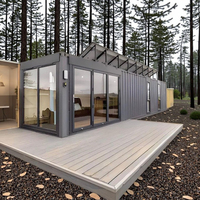 Maison moderne en conteneurs maritimes à 2 étages avec terrasse sur le toit et balcon, villa préfabriquée de luxe pour complexe hôtelier ou Airbnb, aménagement personnalisable