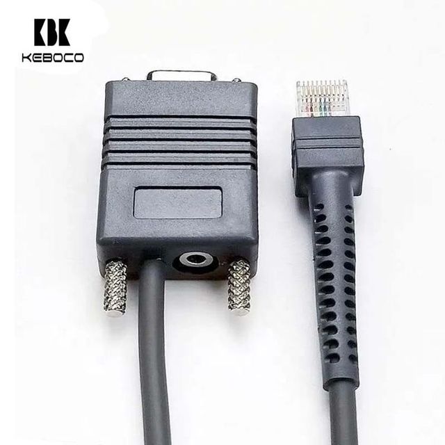 China Supplier LS 2208 Barcode Scanner Cable 2M RS232 DB9 Serial RJ45 PVC Jacket Braid Shielding SS2LRS232 26AWG Pure Data
