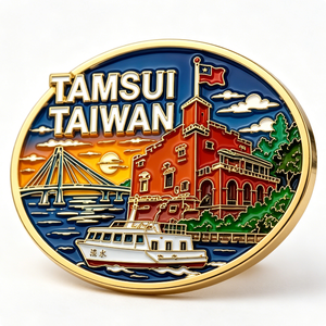 Tamsui Taiwan Souvenir Metal <b>Pin</b> Gold Plated Hard Enamel Travel Collectible Round Shape Zinc Alloy Craft - Product Image 1
