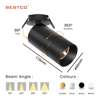 Éclairage encastré réglable, plafonnier encastré, 13W, aluminium intégral, COB, projecteur LED pour usage commercial