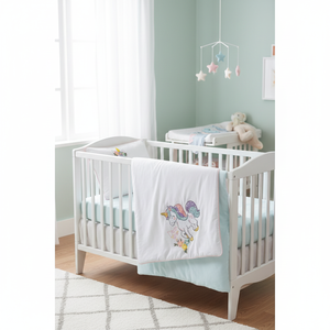 Juego de Ropa de Cama para Bebé Dolly Mint 100% Algodón Bordado, Edredón para Recién Nacido y Niño Pequeño con Patrón de Personajes, 4 Piezas, Nuevo Diseño para Bebé - Product Image 3