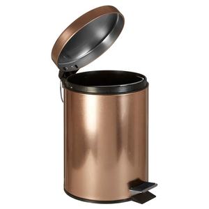 Poubelles rondes à pédale en acier inoxydable 3L 5L 7L 12L 20L 30L, poubelle à pédale en métal laiton cuivre avec couvercle plat à fermeture automatique - Product Image 2