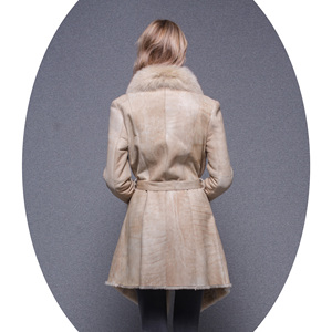 Janefur impermeabile doppio viso di agnello donna <span class=keywords><strong>Trench</strong></span> in vera pelle con finiture in pelliccia di volpe - Product Image 2