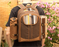 Sac à dos isotherme personnalisé pour 4 personnes avec compartiment à vin, sangles épaisses, couverture de pique-nique en polyester pour les sorties en famille