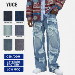 YUCE Jeans pour homme de haute qualité, style streetwear, vintage, personnalisés, déchirés, usés, amples, coupe droite, style <span class=keywords><strong>mendiant</strong></span> - Product Image 1