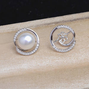 S925 Silver Apple <b>Earring</b> Empty <b>Holder</b> 9.5-9.7mm DIY Pearl Jewelry Accessory JG6088 - Product Image 4