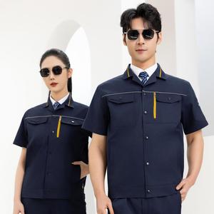 TN6263 Custom Logo Short <strong>Sleeve</strong> Workwear Set Men Industrial Work Uniform Heavy Duty Work Clothes for Auto Repair Mechanic - Product Image 3