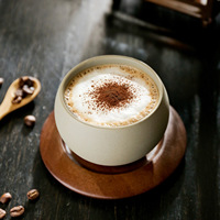 Assiette en bois, Tasse à café en céramique rustique, Tasse à café pour Latte Art, Mug à lait pour le petit-déjeuner, Vaisselle de table, Mug ovale en céramique, Cadeau d'anniversaire