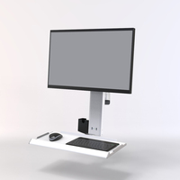 Support mural pour poste de travail en alliage d'aluminium Meisonic T8-MA00KB, bras inclinable à 90 degrés, rotation à 360 degrés pour écrans de 15 à 32 pouces