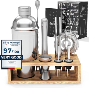 Ensemble d'accessoires de mixologie en métal haut de gamme, kit de shaker Boston, cuillère de bar, pilon à cocktail, ensemble de barman pour la maison - Product Image 1
