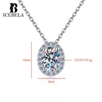 Collier pendentif classique et minimaliste en argent sterling 925 avec moissanite ovale de 1 carat pour femme