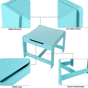Muebles para el hogar para niños y niñas, juego de mesa y sillas azules de madera y <span class=keywords><strong>centro</strong></span> de actividades, 2 sillas - Product Image 6