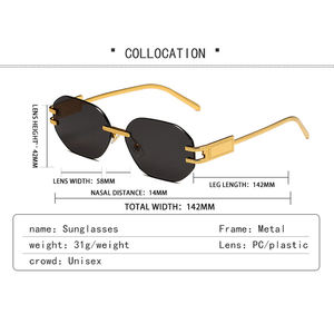 <span class=keywords><strong>2025</strong></span> Hoge Kwaliteit Nieuwe Trend Metalen Zonnebril Polygoon Frameloze Tinten Custom Logo Luxe Vintage Rechthoek Zonnebril Voor Unisex - Product Image 5