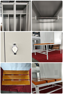 Casier vestiaire autoportant bleu/blanc en acier avec rangement suspendu et siège-banc verrouillable - Grande capacité - Product Image 6