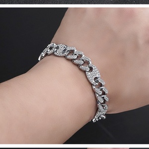 Bracelet cubain en cristal serti de pierres, style simple et tendance, pour hommes et femmes, style hip-hop - Product Image 5