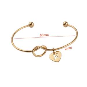 Argento oro rosa fai da te braccialetto personalizzato con lettera alfabeto nodo aperto in acciaio inox moda braccialetto stile amore annodato - Product Image 3