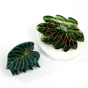 <span class=keywords><strong>Pince</strong></span> à cheveux personnalisable en acétate motif feuille de tortue, style européen et américain, pour femme - Grande <span class=keywords><strong>pince</strong></span> requin pour la décoration des cheveux, idéale pour les fêtes et l'usage quotidien - Product Image 1