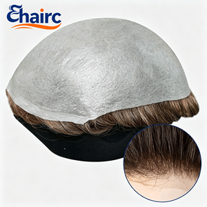 Toupee <span class=keywords><strong>Invisibile</strong></span> per Uomo con Base in PU Ultra Sottile 0.02-0.03mm, Densità 90%, Capelli Indiani Remy, Sistema di Sostituzione Capelli - Product Image 4