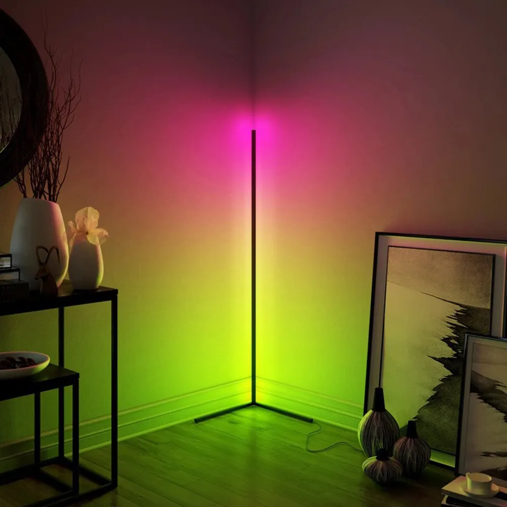 Home Decoration DIY LED Standing Strip Light Wifi Smart Phone APP Control Magic Color Changing Corner RGB Floor Lamp