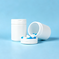 Flacon rond en plastique HDPE blanc de qualité alimentaire avec couvercle à clapet, conteneur vide pour capsules de vitamines, comprimés, compléments alimentaires