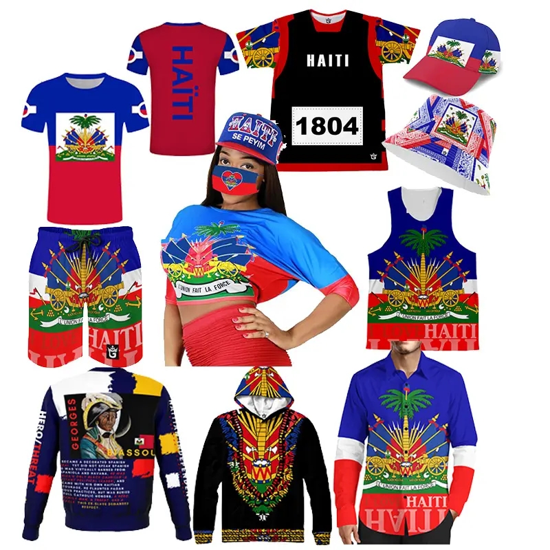 SWIM shorts 1804 PROOF VEST STYLE T-SHIRT Haiti Tank Button sweatshirt hoodie HAITIAN FLAG DRESS SHIRT BANDANA T-shirt