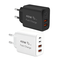 Bloc chargeur USB C 40W, bloc de charge rapide 4 ports Type C, adaptateur secteur double PD + prise QC, double bloc chargeur mural USB