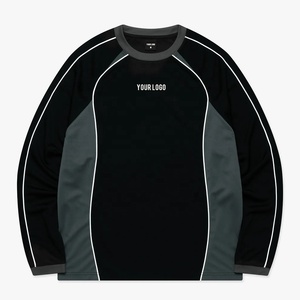 เสื้อฟุตบอลย้อนยุคคุณภาพสูงแบบมืออาชีพ สไตล์ลำลองทรงโอเวอร์ไซส์ ตัดสี แขนยาว ผลิตจากโพลีเอสเตอร์ 100% เสื้อกีฬา - Product Image 4