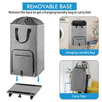 Panier à linge roulant sur roulettes, panier à linge autoportant pliable, grand panier à linge avec base amovible
