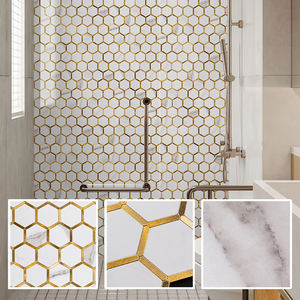 Backsplash baño hexágono parquet autoadhesivo cocina pared pegatina Metro mosaico azulejo - Product Image 4