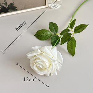 وردة صناعية كبيرة فاخرة بحجم 12 سم، تبدو حقيقية عند اللمس، مصنوعة من الحرير واللاتكس، وردة وهمية كبيرة بلون وردي ترابي للبيع بالجملة - Product Image 3