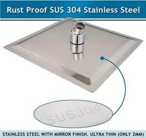 ชุดรางสกรูโครเมียมแบบบางพิเศษ,ชุดฝักบัวแบบสี่เหลี่ยมเหนือศีรษะระบบกันหยด - Product Image 6