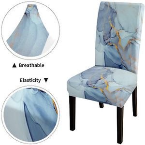 Modern Marble Blue Abstract Pattern <b>Dining</b> <b>Chair</b> Slipcovers <b>Set</b> <b>of</b> <b>4</b> Stretch Fit Universal Removable Washable Protectors Stock - Product Image 5