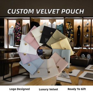 Pochette en velours avec fermeture à bouton personnalisée, sacs cadeaux recyclables de qualité supérieure pour bijoux et bonbons, mariage, fête, Noël - Product Image 1