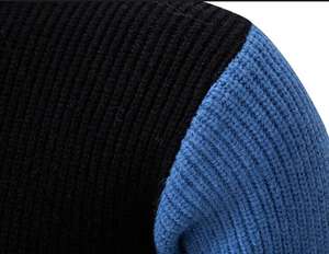 男士圆领拼色长袖毛衣修身针织羊毛衫外套 - Product Image 6