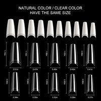 Faux-ongles en forme de cercueil moyen pour femmes, pointes d'ongles, transparentes, personnalisées, en acrylique, demi-couverture, vente en gros, pièces
