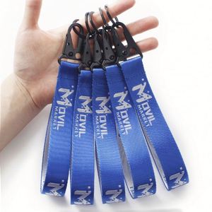 Wholesale Embroidered Logo Carabiner Keychain <b>Lanyard</b> Wrist Strap Key Chain Short <b>Lanyards</b> Custom - Product Image 2