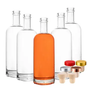 Botellas de vidrio de 750 Ml Vacío Ron nórdico gin whisky vodka botella de licor de vidrio botella de vino