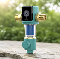 Prefiltro de Agua de Acero Inoxidable con Sifón Automático y Retrolavado, Filtro de Sedimentos para Toda la Casa con Manómetro, para Agua Doméstica