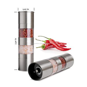 <span class=keywords><strong>Amazon</strong></span> fournitures usine En Acier Inoxydable double moulin à sel, moulin à sel manuel, Sel et Poivre De Meulage - Product Image 2