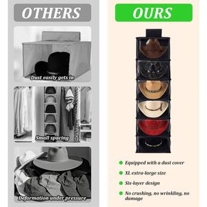 Organizador de Gorras Colgante para Armario, de Tela No Tejida, con 6 Bolsillos, para Guardar Gorras en el Dormitorio - Product Image 6
