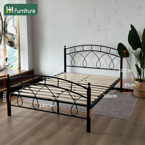Lit double en fer forgé sur mesure, transfrontalier, moderne et minimaliste, avec cadre en métal, pour la maison et les dortoirs - Product Image 2