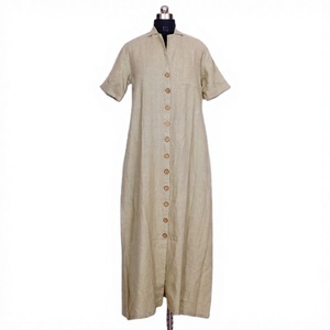 <b>Summer</b> Cotton Women's <b>Boho</b> Beach Elegant Luxury A-Line Midi <b>Dress</b> Half Sleeve Eco-Friendly - Product Image 1