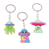 Transfrontalier nouvelle vente chaude écologique acrylique UFO porte-clés numérique imprimé en alliage de zinc minimaliste Alien vaisseau spatial porte-clés