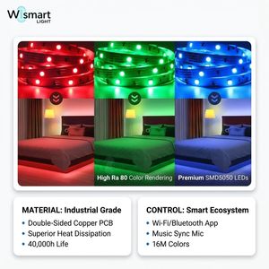 Tira de luces LED RGB inteligente de 12V IP20 para retroiluminación de <span class=keywords><strong>TV</strong></span>, flexible, <span class=keywords><strong>con</strong></span> control inteligente, kit de luces LED que cambia de color. - Product Image 2