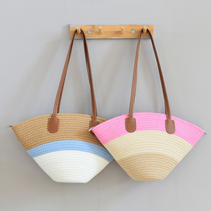 Sac polyvalent en coton tricoté, sac à bandoulière de style Mori, sac de plage décontracté et élégant, sac de voyage et de vacances. - Product Image 2
