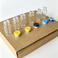 Precio de Fábrica, Frascos de Vidrio para Infusión de Cuidado de la Piel de Guangdong, 3ml/5ml/10ml, Cilíndricos, con Tapón de Goma y Tapa de Rosca de Plástico (Etiquetas Incluidas)