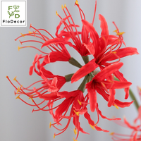 Lys araignée rouge artificiel de haute qualité 67 cm, grappe d'amarillis orange, fleur de banane pour mariage, Saint-Valentin, décoration de la maison